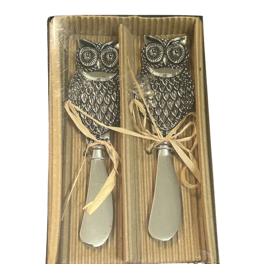 Thirstystone Owl Decorative Spreaders Set of 2 Silver Tone Zinc Alloy N181 IOB